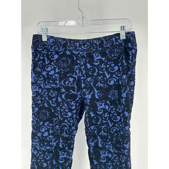 Romeo & Juliet Couture Women's Velvet Print Leggings Size M Blue / Black Floral - Picture 1 of 12